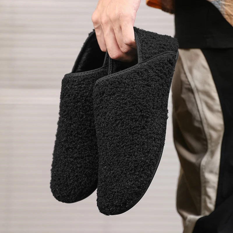 Men Winter Slippers Women Warm Shoes Soft Plush Flats Casual Shoes Male Loafers Lightweight Home Walking Couples Shoes Footwear