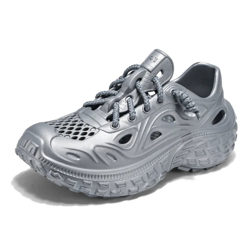 Sandals for Men Outdoor Non-slip Tire Sole Hole Shoes Hollow Breathable Men's Sandals Beach Lightweight Platform Sneakers Men