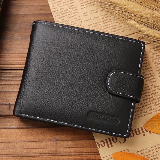 Genuine Leather Men Wallets Cow Leather Solid Sample Style Zipper Purse Man Card Horders Famous Brand High Quality Male Wallet