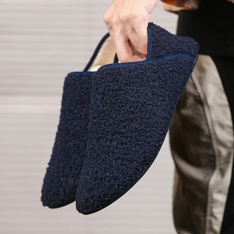 Men Winter Slippers Women Warm Shoes Soft Plush Flats Casual Shoes Male Loafers Lightweight Home Walking Couples Shoes Footwear