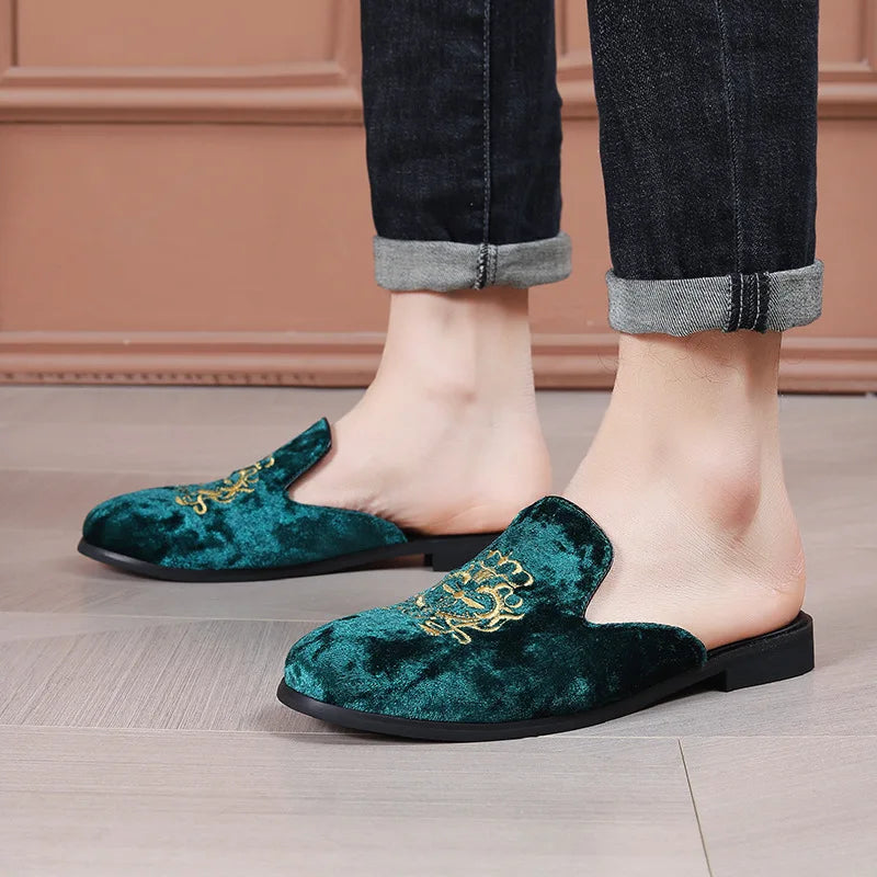 2025 New Male Casual Mules Moccasins Breathable Loafers Men's Tassels Half Slippers Suede Leather Shoes Zapatos Hombre