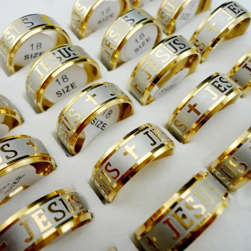 10Pcs/Lot Factory Wholesale Mixed Pattern Style Stainless Steel Ring For Men and Women Jewelry Rings Lot Never Fade