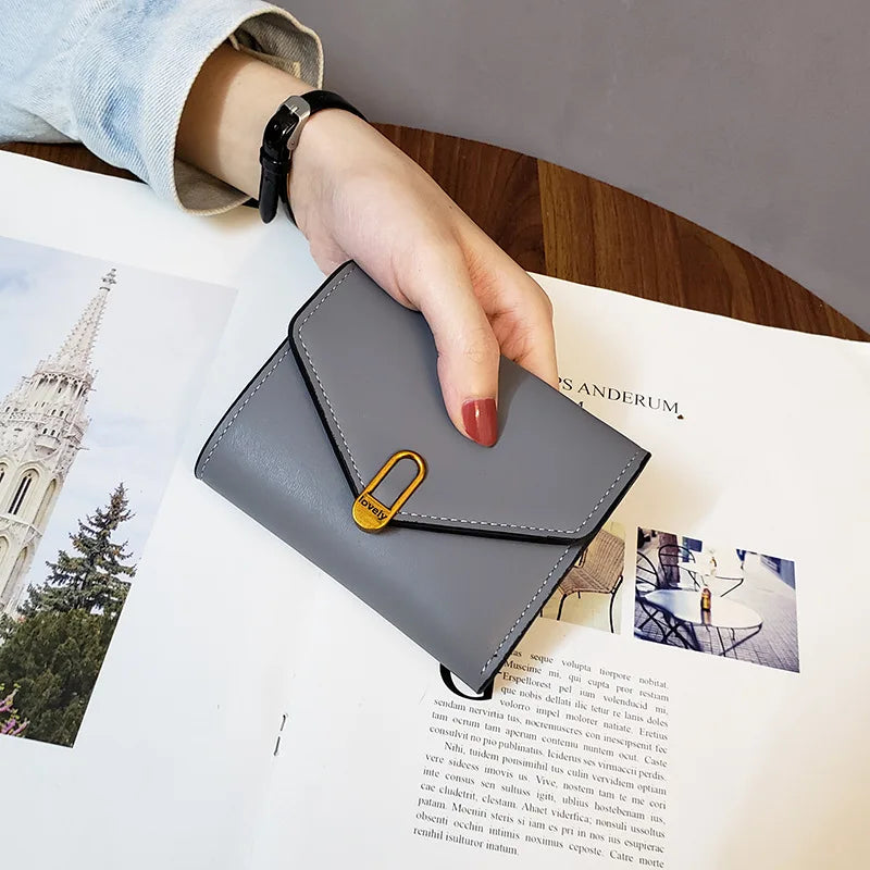 New Leather Women's Wallet Fashionable Three Fold Simple Black High-quality Soft Leather Wallet Leather Small Coin Pocket