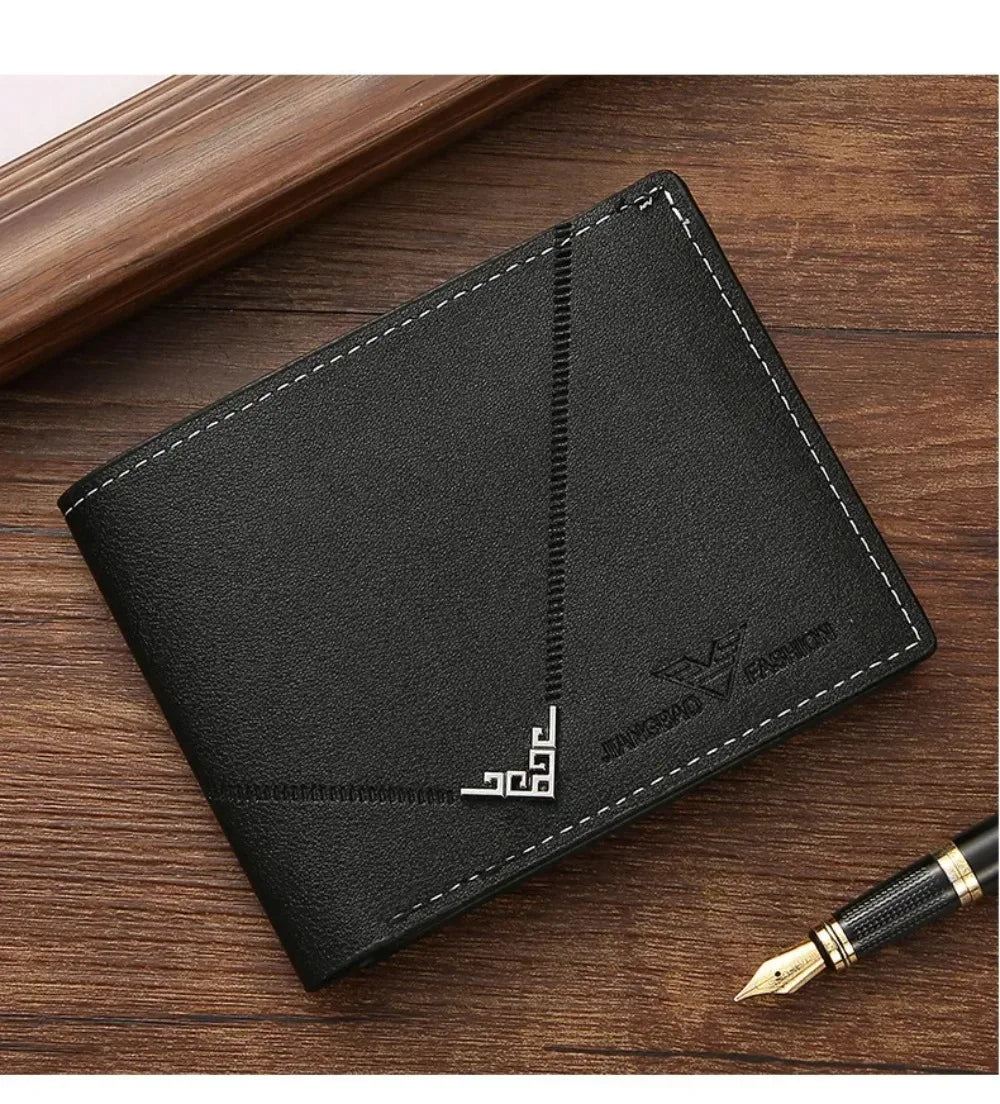 Men's Wallet Leather Short Multiple Holder Wallet Credit Card ID Card Holder Casual Business Double Fold Purses for Women Wallet