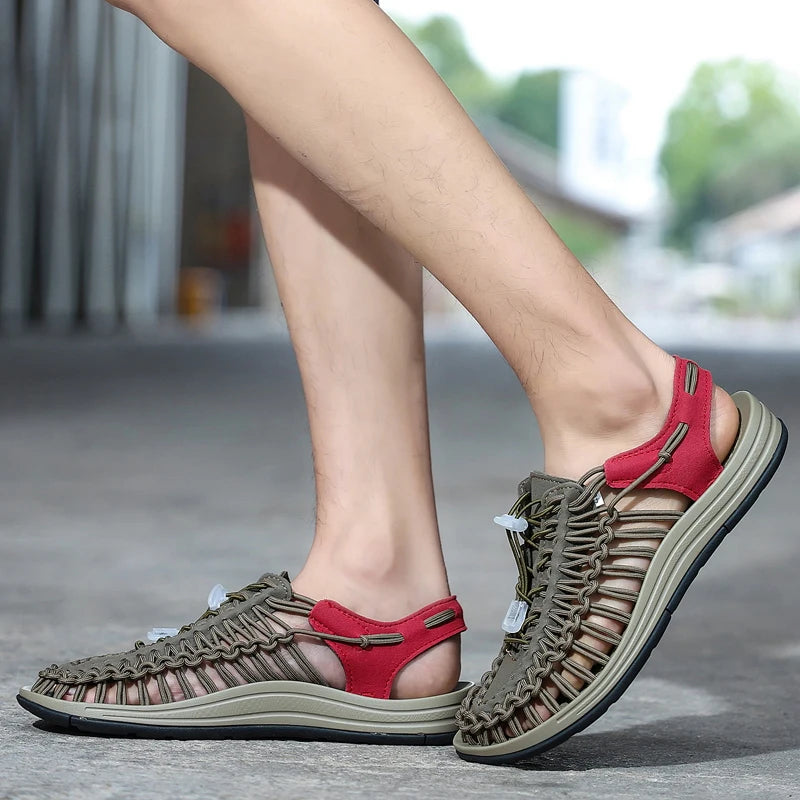 Men Sandals Summer Weave Shoes Boys Sandal Mens Sandles Outdoor Breathable Comfort Slip On Plus Big Size 45 46 Sandalias Hombre