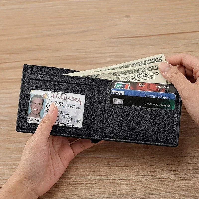 New Men's Wallet PU Leather Men Wallets Business Wallets for Man Short Black Walet Portefeuille Homme