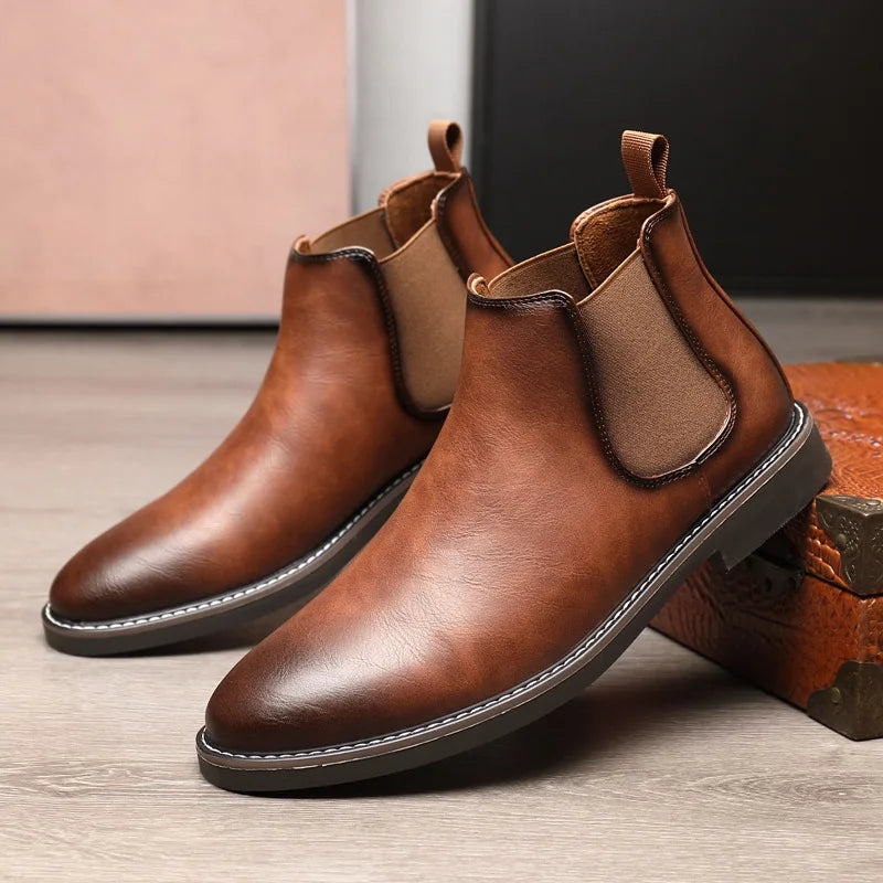 40~46 Men Chelsea Boots Brand Retro Comfortable 2024 Fashion Men Boots