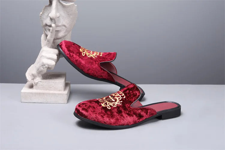 2025 New Male Casual Mules Moccasins Breathable Loafers Men's Tassels Half Slippers Suede Leather Shoes Zapatos Hombre
