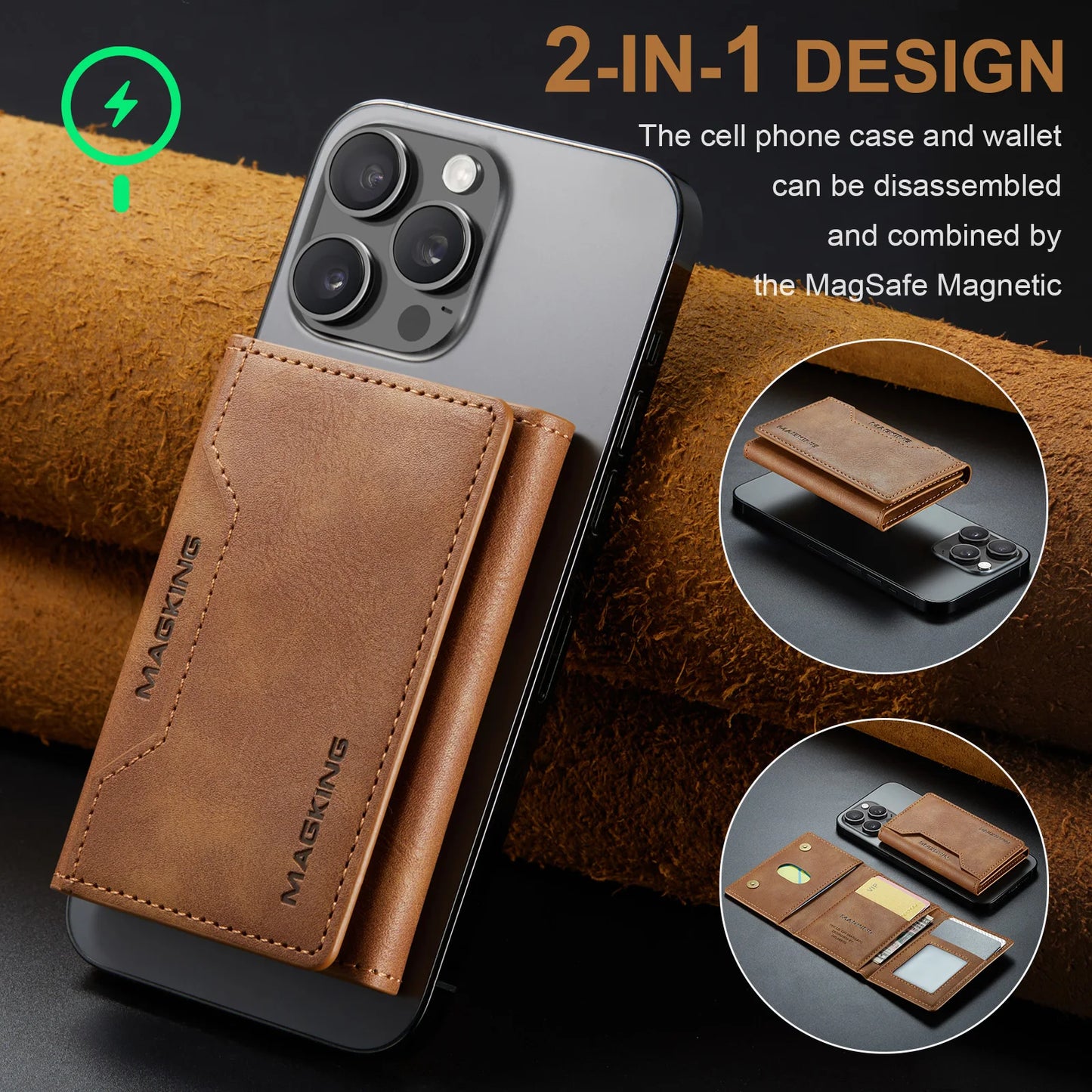 Luxury Fashion Short Strong Magnetic Premium Leather Wallet Men's Coin Cash Cards Holder Women's Foldable Mini Wallet Purse