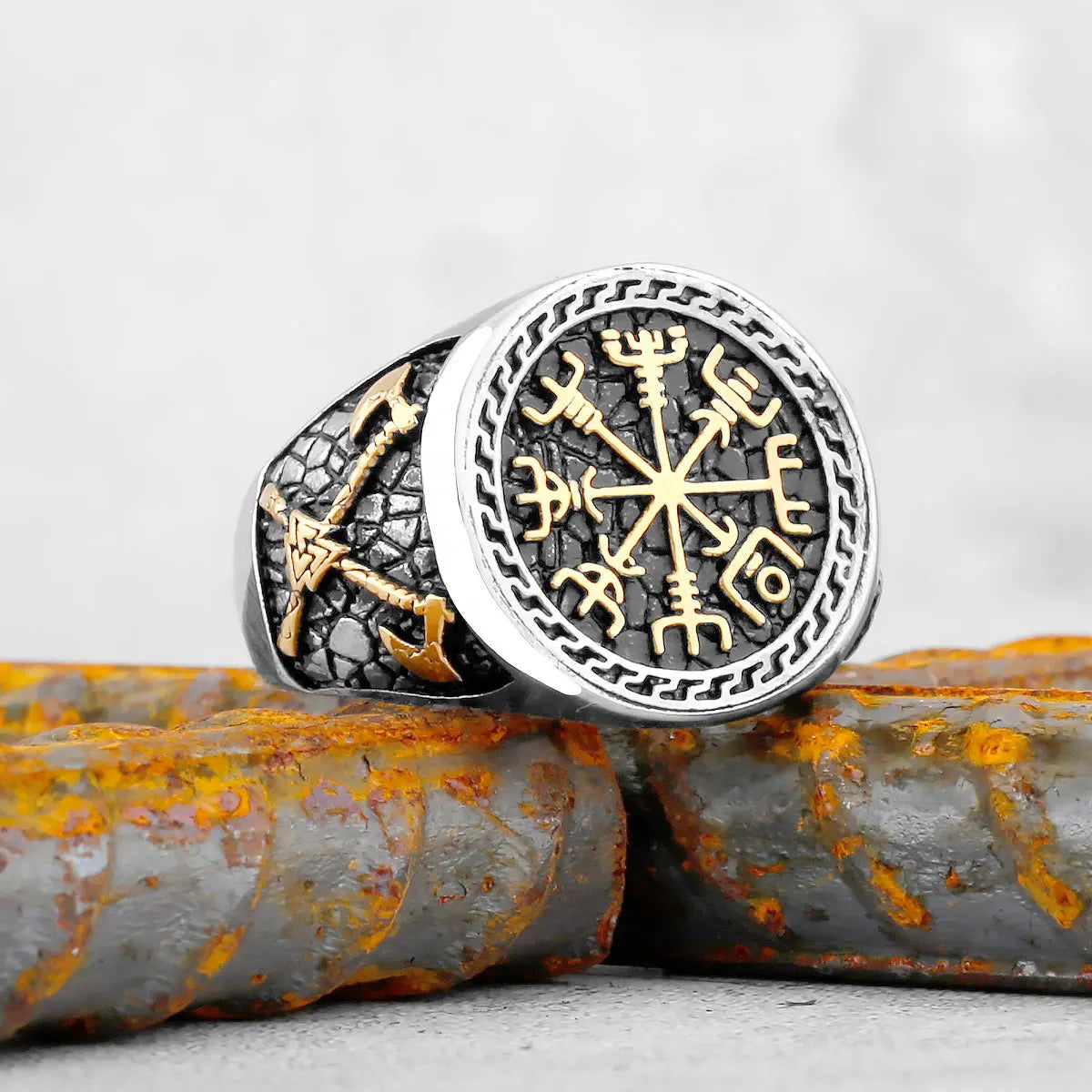 Vintage Stainless Steel Viking Amulet Ring Norse Compass Runes Men and Women Rings Teens Multi Style Jewelry Boyfriend Gift