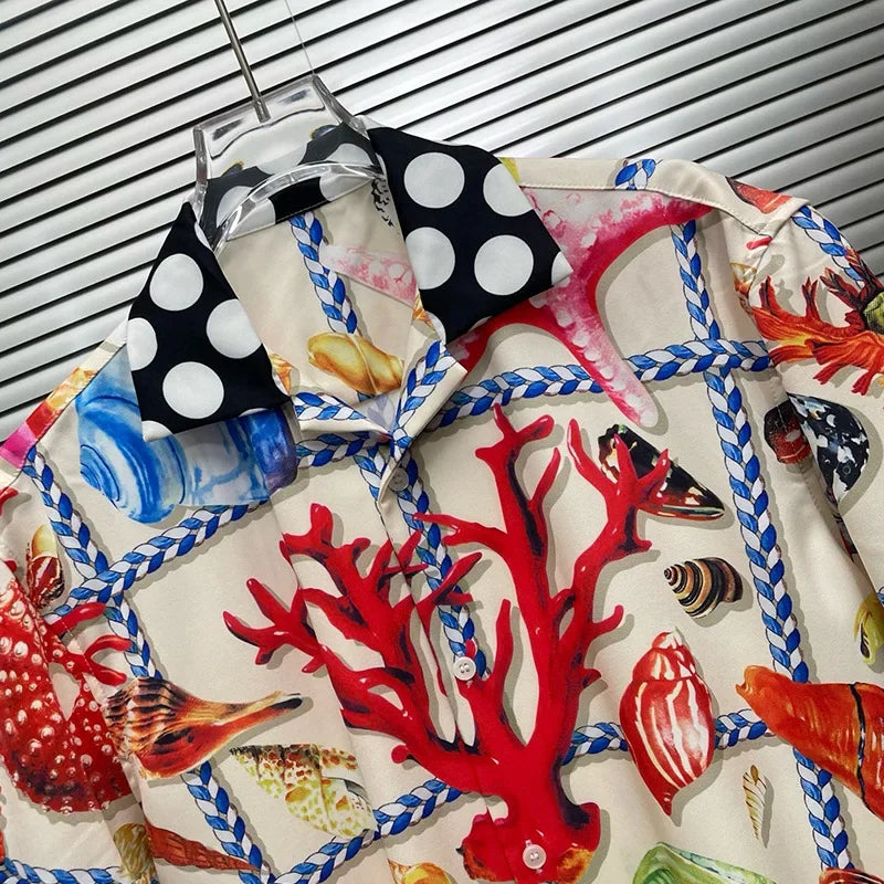 Loose Short Sleeve Shirts for Men Summer Designer Clothes Casual Social Paisley Colorful Digital Printed Shirt Camisas De Hombre