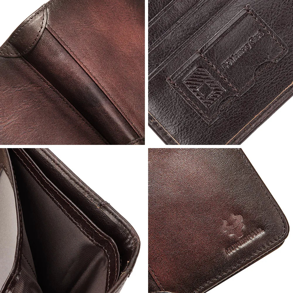 HUMERPAUL Slim Soft Real Leather Wallet for Men RFID Blocking Bifold Multi-card Card Holder ID Purse Male Thin Front Pocket