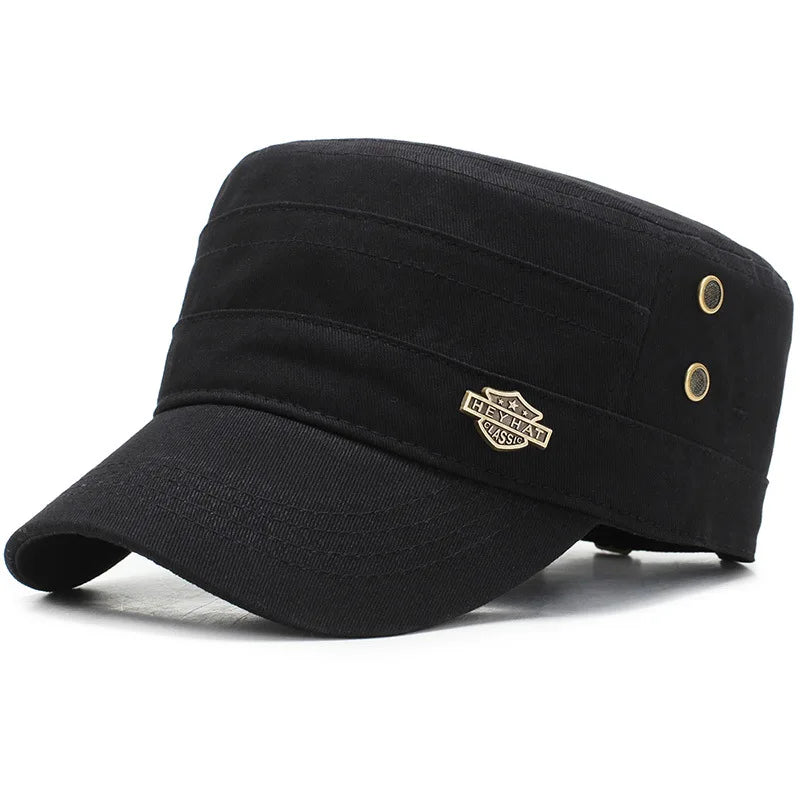 Men  Cap Summer Autumn Casual Cadet Hat Flat Top Caps Female Vintage Hats Bone Man Cap Fashion Shade Cotton Cap