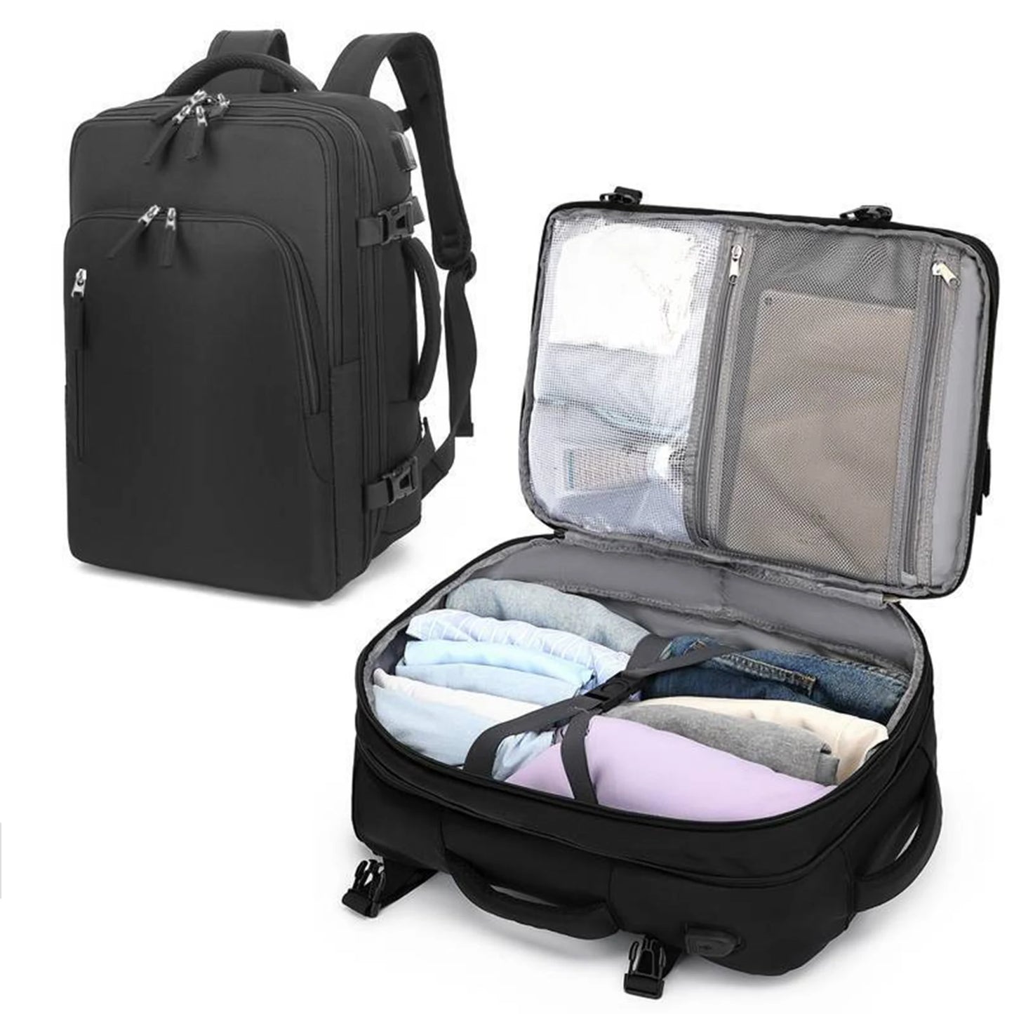 Men's Travel Backpack, Outdoor Luggage Backpack, Business Weekend Bag, Expandable, Large Capacity Travel Backpack, Commuting, Short-Distance Business Trip Luggage Bag, Perfectly Matches Backpack Accessories, Luggage Strap Des