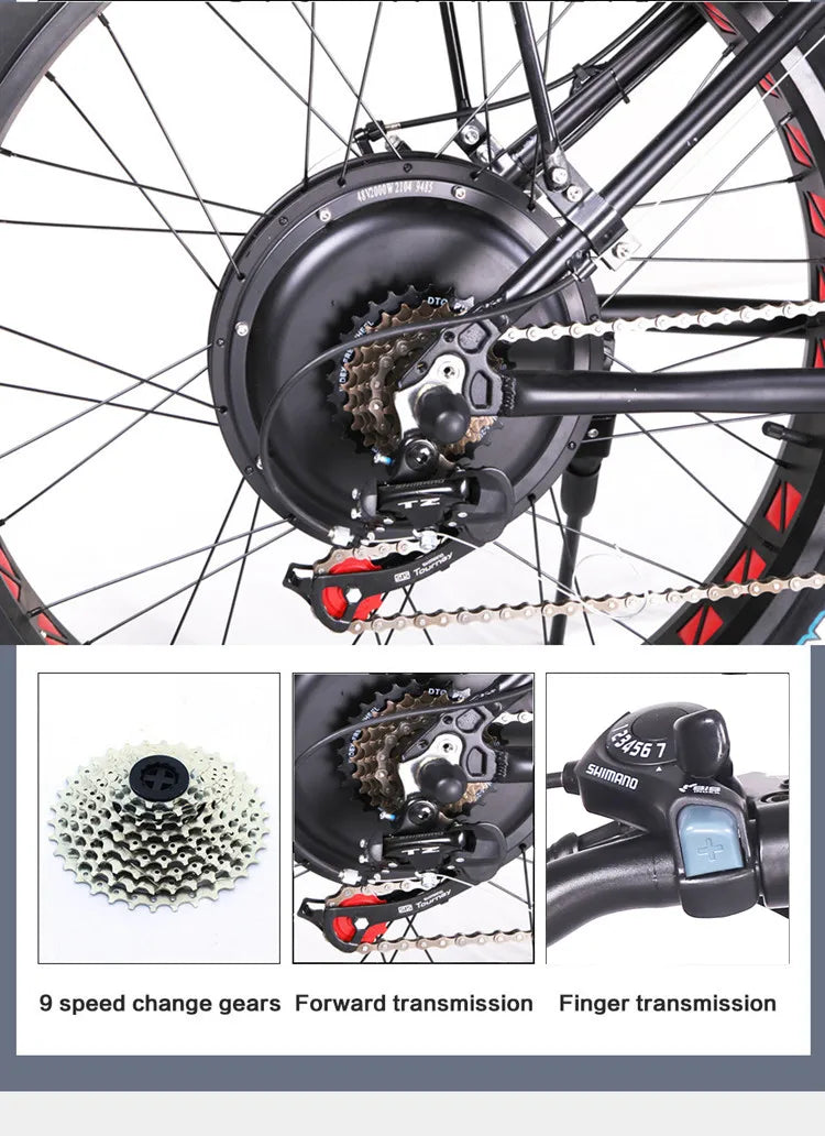 Fat bicycle electric bicycle 1000W 2000W snowmobile 48V 17ah outdoor mountain bike men's 4.0 fat tire eBike eletrica bicileta