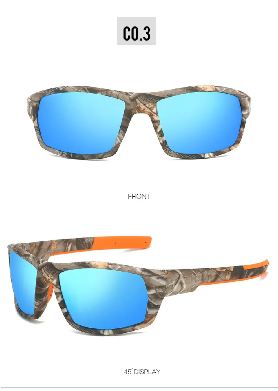New Sunglasses for Men Sport Polarized Square Frame Camouflage Sun Glasses Driving Fishing Cycling Skiing Sun Eyewear UV400