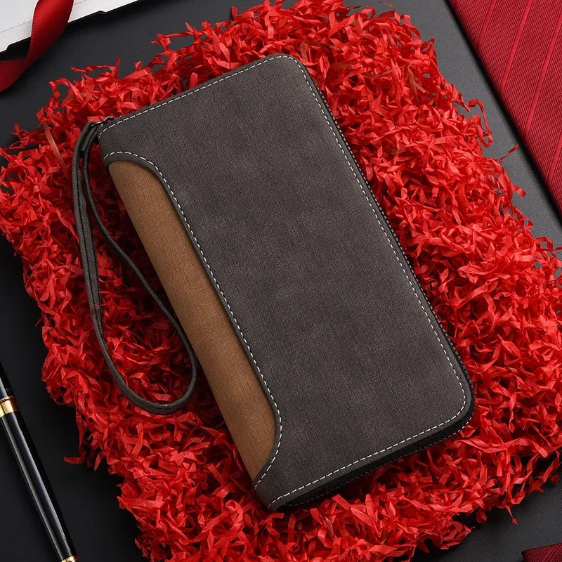Men's Long Wallet Fashion Multiple Card Slots Card Holder Men Business Wallet Zipper Phone Pouch Coin Purse Change Card Bag
