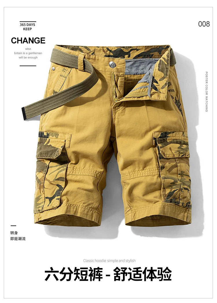 Summer Fashion Tooling Shorts for Men Casual Loose Cargo Shorts Outdoor Sport Pants Men Versatile Straight Cotton Short Trousers