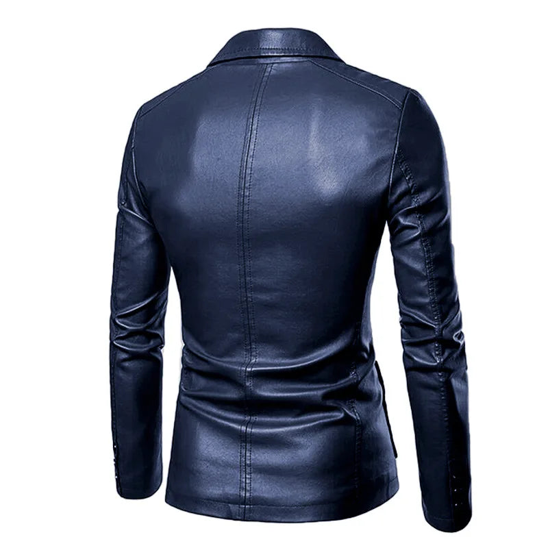 2026 Men's Leather Suits Jackets Blazers Slim Fashion Male PU Leather Overcoats Blazers Jackets Coats Oversized Leather Jacket