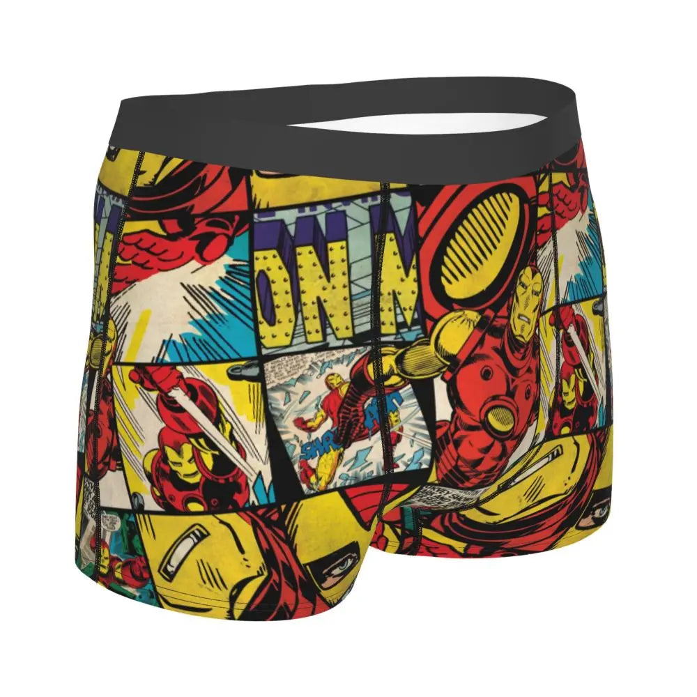 Men Iron-man Underwear Printed Boxer Briefs Shorts Panties Homme Soft Underpants Plus Size