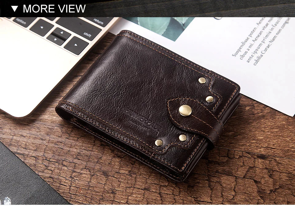 HUMERPAUL Wholesale Wallet for Men Real Leather Slim Tri-Fold Purse with ID Window and RFID Blocking Credit Card Holder