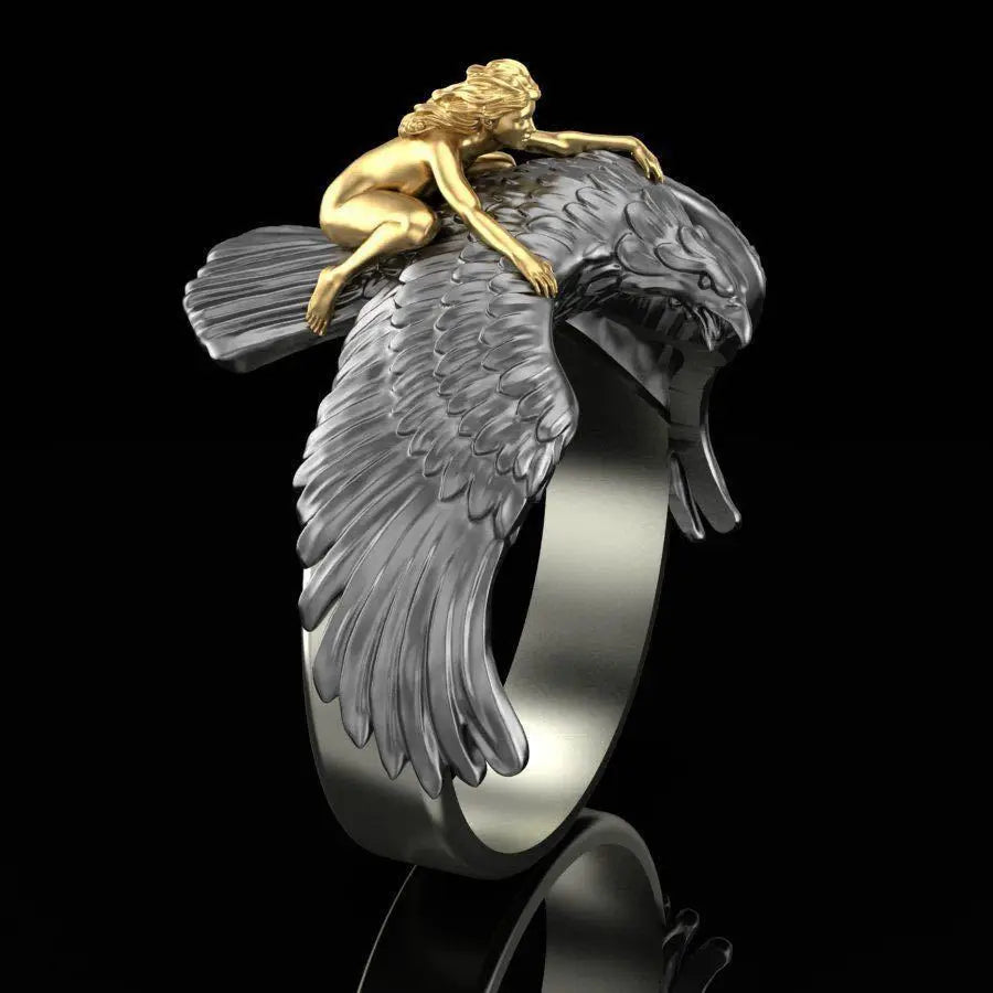 Eagle Collection ! Domineering Metal Eagle Men's Ring Punk Style Enamel Animal Male Rings Jewelry Hand Accessories Size 6-13