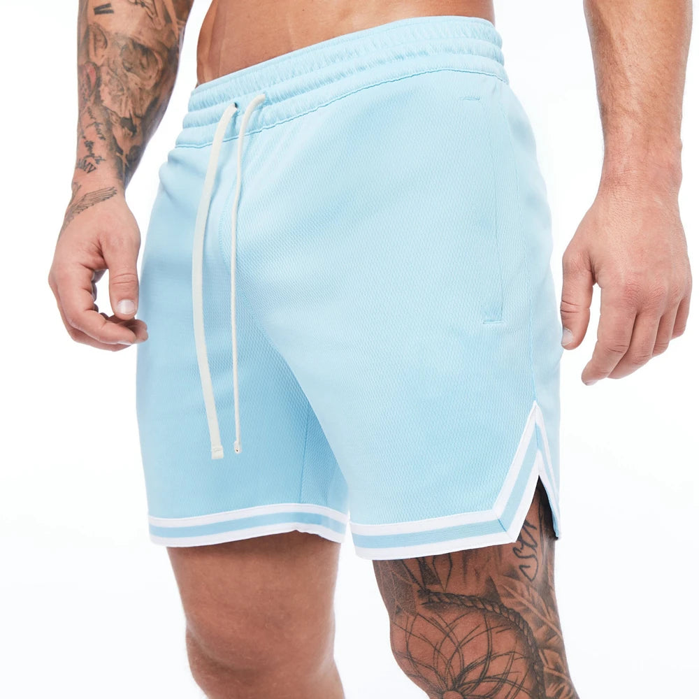 Mens Basketball Shorts Summer Gym Fitness Sports Training Running Workout Quick-Drying Jogger Male Orange Five-Point Short Pants