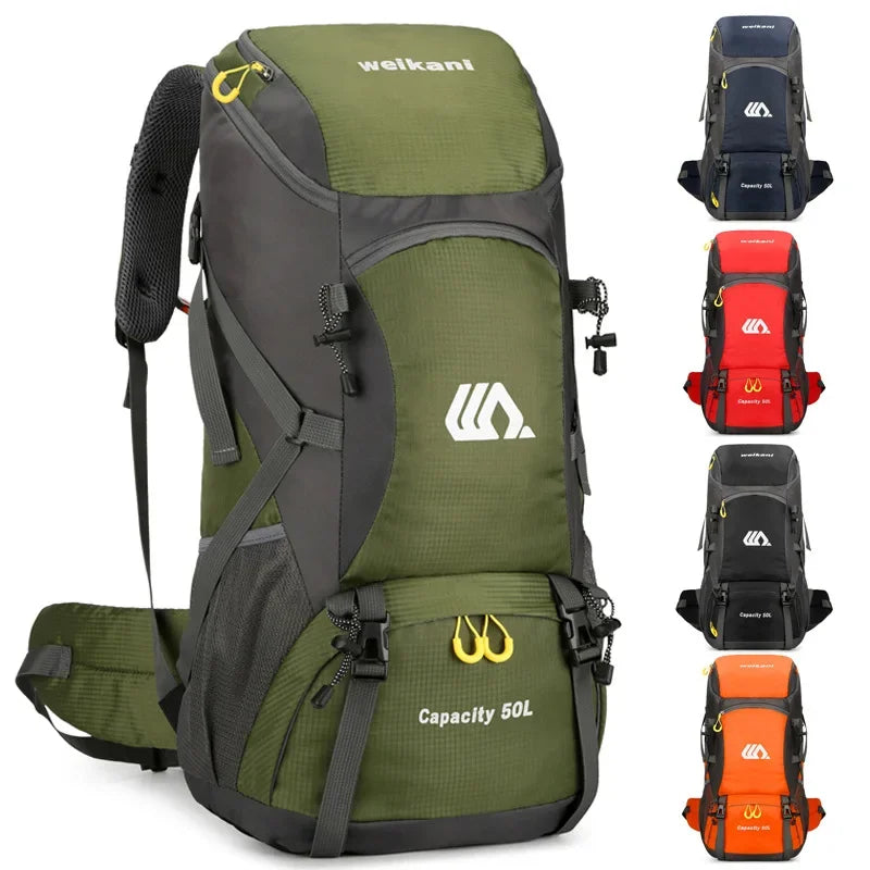 2025 new outdoor sports backpack mountaineering bag large capacity 50L men and women hiking camping bag travel shoulder bag