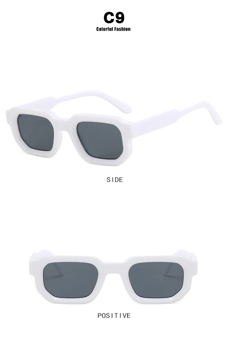 Men Vintage Rectangle Frame Sunglasses Fashion Retro Sun Glasses Luxury Brand Design UV400 Shades Eyewear Women Goggles