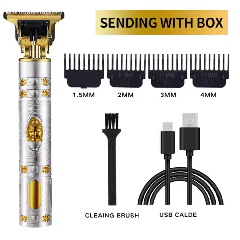 Professional Men's Electric Hair Clipper with LCD Display, USB Rechargeable for Faded Haircuts, Barber-Grade Trimmer