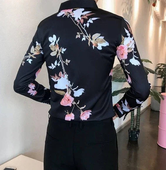 Shirts For Men White With Print Man Shirt Long Sleeve Printed New In Collar Asia S Korean Popular Clothes Trend Original Tops