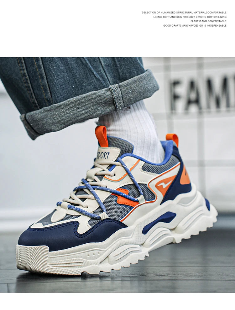 Men Sneakers 2025 Autumn New Mesh Breathable Running Sport Shoes Light Soft Thick Sole Hole Man Casual Shoes Athletic Sneakers