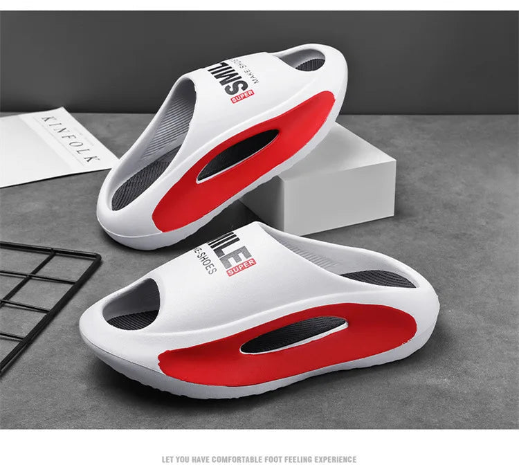Men Slippers 2024 New Slides with a Sense High Aesthetic Value External Wear Anti Slip Thick Bottom, Beach Cool Slippers for Men