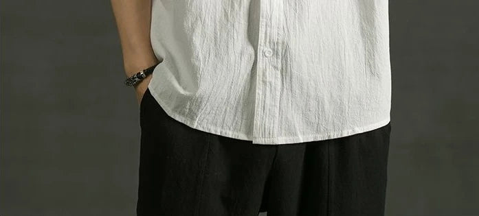 Shirts For Men White Man Shirt Plain With Pocket Linen And Cotton Half Sleeve Social Fashion Summer Designer Sale Xxl Casual Hot