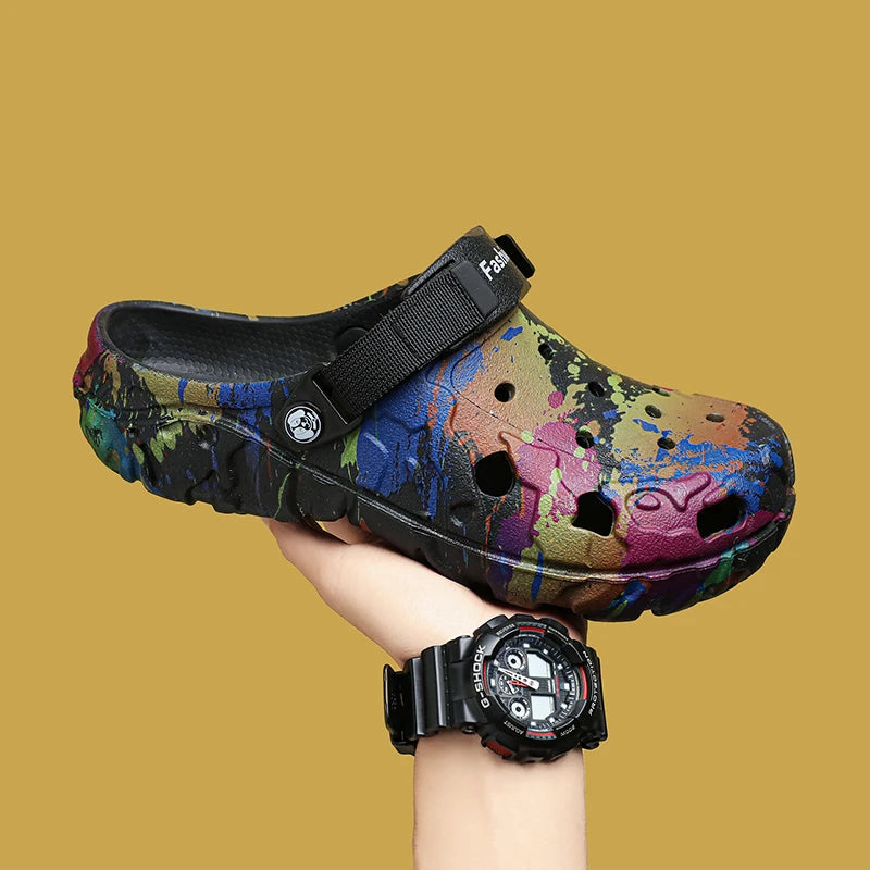 New men's slippers sandals men's garden shoes flat shoes camouflage sandals men's sports shoes outdoor activity floor home shoes