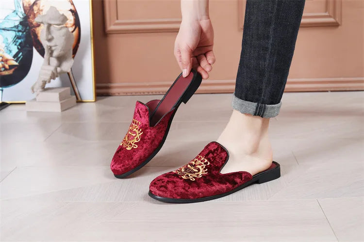 2025 New Male Casual Mules Moccasins Breathable Loafers Men's Tassels Half Slippers Suede Leather Shoes Zapatos Hombre