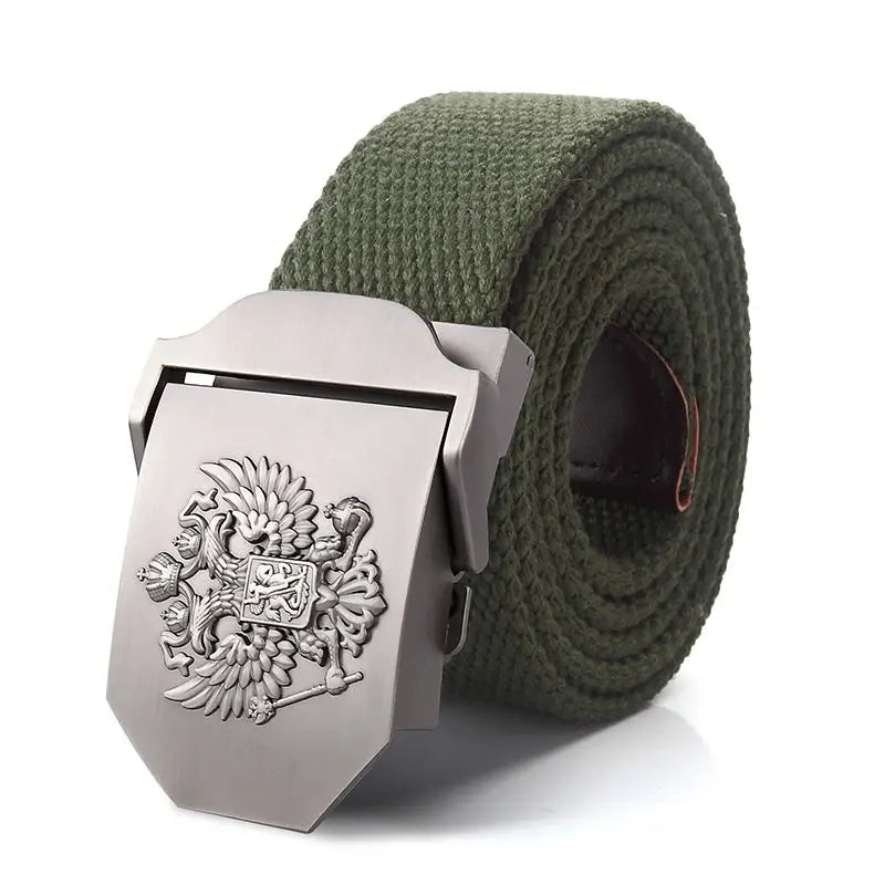 Men Canvas Belt Russia Metal Buckle Belts for Men Jeans Waistband Army Military Tactical Belts Outdoor Soldier Strap Male Black