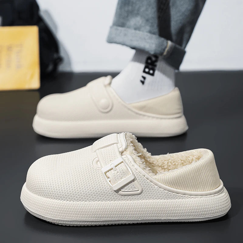 Winter Slippers for Men Half Shoes Anti-Skid Kitchen Shoes Lightweight Eva Slides Comfortable Male Sandals Chaussures Homme Luxe