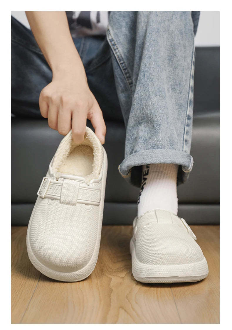 Winter Slippers for Men Half Shoes Anti-Skid Kitchen Shoes Lightweight Eva Slides Comfortable Male Sandals Chaussures Homme Luxe