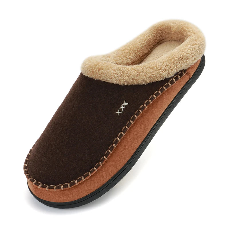 Men Slippers Memory Foam Slippers for Men Home 2024 Winter Non Slip Male House Shoes Stripe Couple Casual Indoor Plush Shoes