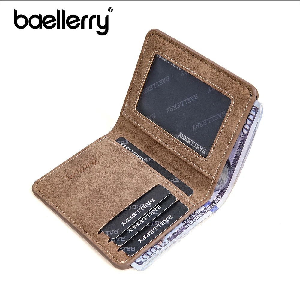 New Baellerry Wallet for Men PU Leather Front Pocket Minimalist Money ClipTravel Essentials Black blue brown gray four colors