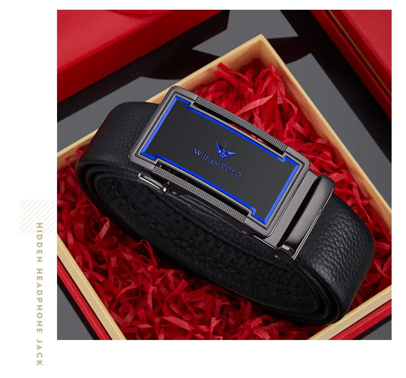 Men's leather belt with automatic buckle, casual pants belt, fashionable high-end belt, business waist belt