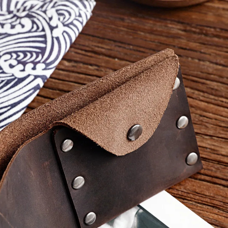 Vintage Genuine Leather Wallet for Men Handmade Card Holder Coin Pocket Purse Money Clip