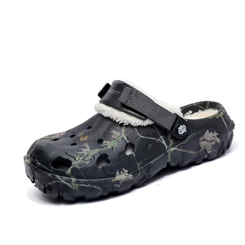 Waterproof cotton slippers for men winter 2024 new cashmere thickened warm waterproof non-slip indoor shoes