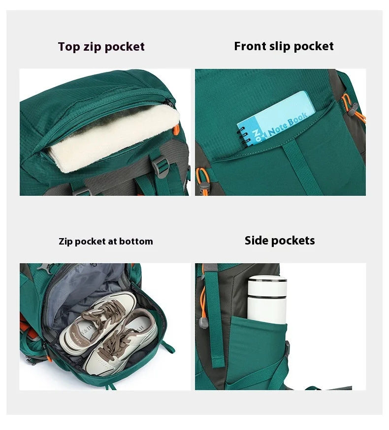 48L Camping Backpack Travel Bag For Men Large Capacity Outdoor Sport Trekking Hiking Mountaineering Shoulder Bag with Rain cover