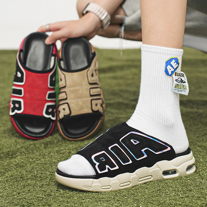 Men's Slippers 2025 Summer New Casual Slippers Fashion Air Cushion Sports Slippers for Men Non Slip Beach Shoes Designer Slides