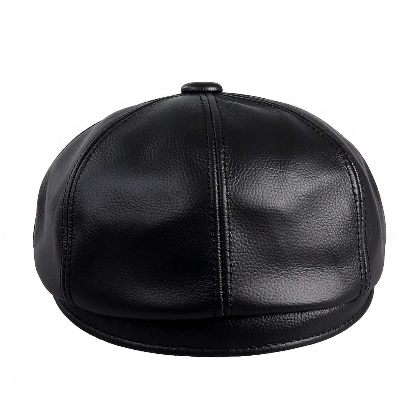 BOONJOVIA Men's Newsboy Flat Cap 100% Genuine Cowhide Leather Gatsby Ivy Golf Cabbie Driving Hat 8 Panels Classic Design