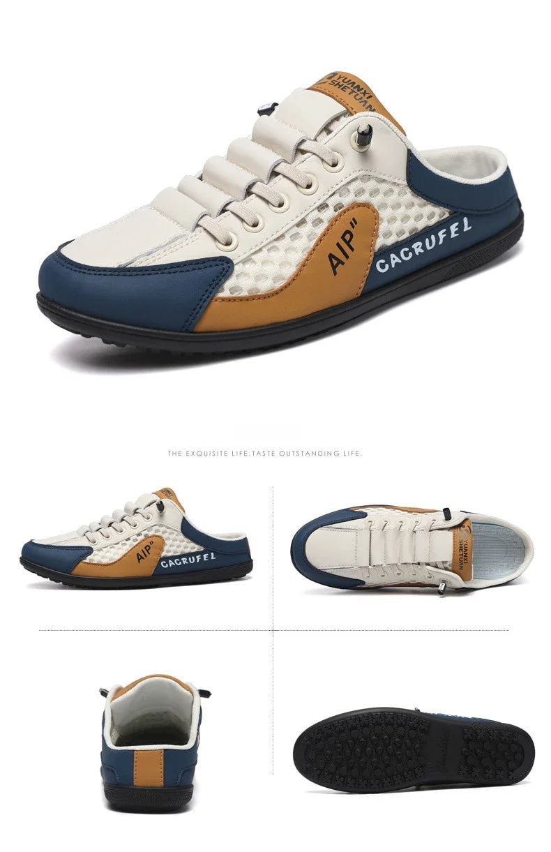 Men's Fashion Soft-soled Half Slippers Summer Trendy Bottom Casual Shoes Soft Sole Support Shoes Sneakers Half Drag Sandals
