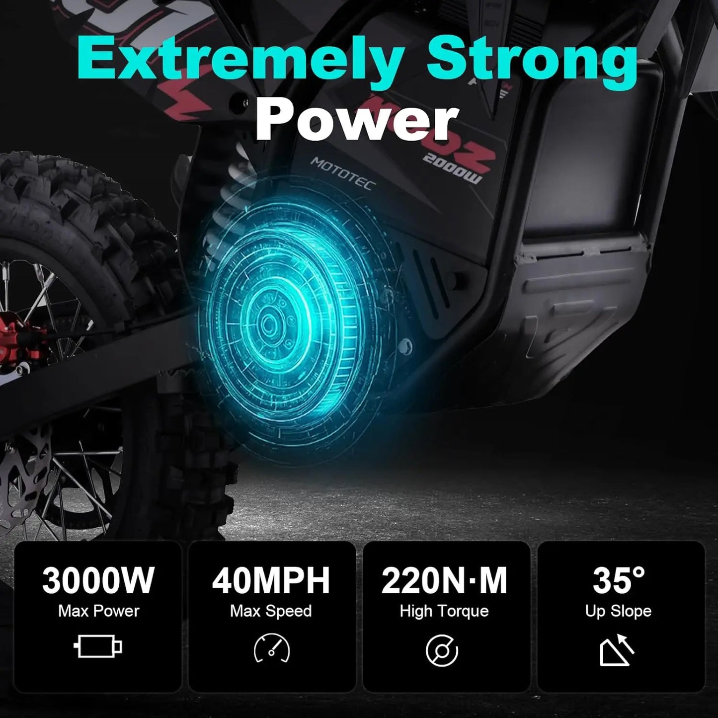 HP115E 40MPH 60V 3000W Electric Dirt Bike for Teens, Electric Motorcycle Ebike with L-ion Battery, 14"/12" Tires,, Customized