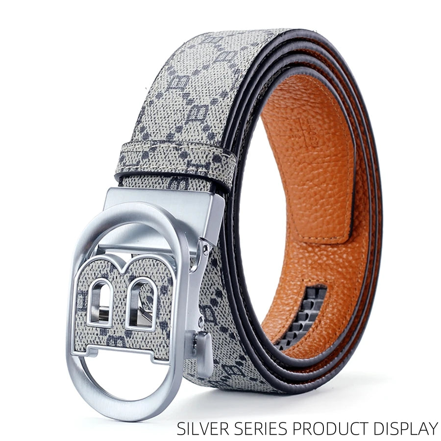 "B" Letter Genuine leather Belt for men Luxury brand Automatic Jeans Trouser belt golf man belt Work social designer waist belts